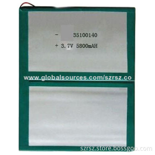 Lithium Polymer Battery Pack with 3.7V, 5800mAh Capacity